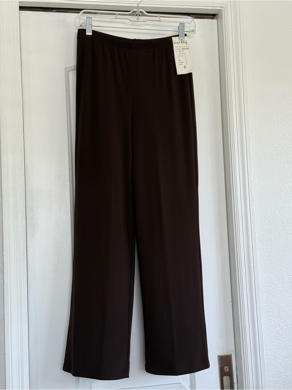 Joseph Ribkoff Wide Leg Pull-On Pants in Chocolate Brown